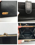 Fendi Black Canvas And Leather Vintage Kiss Lock Wallet