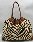 Michael Kors Brown Canvas Zebra Print Shoulder Bag