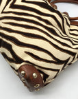 Michael Kors Brown Canvas Zebra Print Shoulder Bag