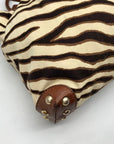 Michael Kors Brown Canvas Zebra Print Shoulder Bag