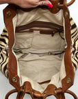 Michael Kors Brown Canvas Zebra Print Shoulder Bag