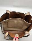 Michael Kors Taupe Pebbled Leather Emilia Large East West Tote Bag