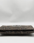 Tory Burch Gray & Black Snake Embossed Leather Reva Clutch