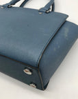 Michael Kors Blue Saffiano Leather Selma Satchel