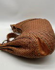 Isabella Fiore Brown Leather Woven Hobo Bag