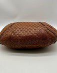 Isabella Fiore Brown Leather Woven Hobo Bag