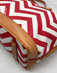Dooney & Bourke Red Pebbled Grain Leather Striped Chevron Tote Bag With Wallet