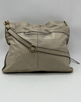 Hobo Beige Leather Shoulder Bag