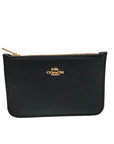 Coach Black Crossgrain Leather Zip Card Case