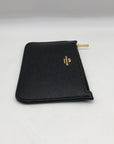Coach Black Crossgrain Leather Zip Card Case