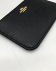 Coach Black Crossgrain Leather Zip Card Case