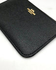 Coach Black Crossgrain Leather Zip Card Case