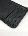 Coach Black Crossgrain Leather Zip Card Case