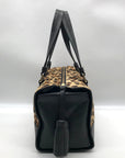 Talbots Black Leopard Print Fur Satchel Bag