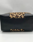 Talbots Black Leopard Print Fur Satchel Bag