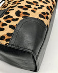 Talbots Black Leopard Print Fur Satchel Bag