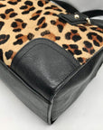 Talbots Black Leopard Print Fur Satchel Bag