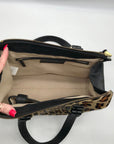 Talbots Black Leopard Print Fur Satchel Bag
