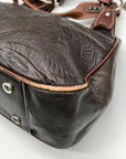 American West Brown Tooled Leather Western Cowgirl Shoulder Bag