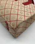 Dooney & Bourke Beige & Red Monogram Canvas East West Shopper Shoulder Bag