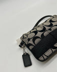 Coach Signature Black & Grey Strip Wristlet