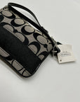 Coach Signature Black & Grey Strip Wristlet