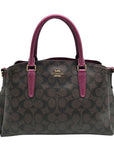Coach Brown And Purple Monogram Convertible Satchel Bag F73292