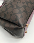 Coach Brown And Purple Monogram Convertible Satchel Bag F73292
