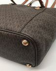 Michael Kors Brown Signature Coated Canvas Jet Set East/West Tote
