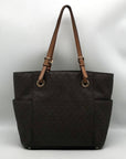 Michael Kors Brown Signature Coated Canvas Jet Set East/West Tote