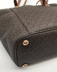 Michael Kors Brown Signature Coated Canvas Jet Set East/West Tote