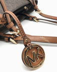 Michael Kors Brown Signature Coated Canvas Jet Set East/West Tote