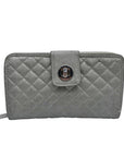 Vera Bradley Silver Microfiber RFID Turnlock Wallet