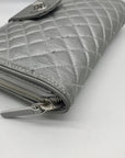 Vera Bradley Silver Microfiber RFID Turnlock Wallet