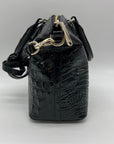Brahmin Black Croc-Embossed Leather Convertible Satchel