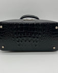 Brahmin Black Croc-Embossed Leather Convertible Satchel