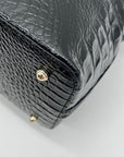 Brahmin Black Croc-Embossed Leather Convertible Satchel