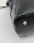 Brahmin Black Croc-Embossed Leather Convertible Satchel