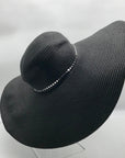 I.N.C. International Concepts Black Sun Hat With Decorative Shell Chain