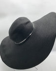 I.N.C. International Concepts Black Sun Hat With Decorative Shell Chain