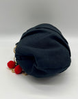 Aqua Black Linen & Cotton Pouch with Bag Charm
