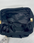 Aqua Black Linen & Cotton Pouch with Bag Charm