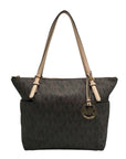 Michael Kors Signature Brown Coated Canvas Jet Set East West Tote Bag