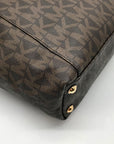 Michael Kors Signature Brown Coated Canvas Jet Set East West Tote Bag