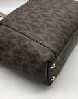 Michael Kors Signature Brown Coated Canvas Jet Set East West Tote Bag