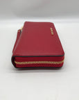 Michael Kors Red Pebbled Leather Jet Set Continental Wristlet