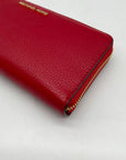 Michael Kors Red Pebbled Leather Jet Set Continental Wristlet