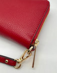 Michael Kors Red Pebbled Leather Jet Set Continental Wristlet