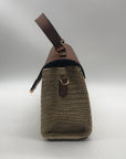 Dune London Chestnut Brown Straw & Vegan Leather Raffia Shoulder Bag