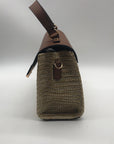 Dune London Chestnut Brown Straw & Vegan Leather Raffia Shoulder Bag